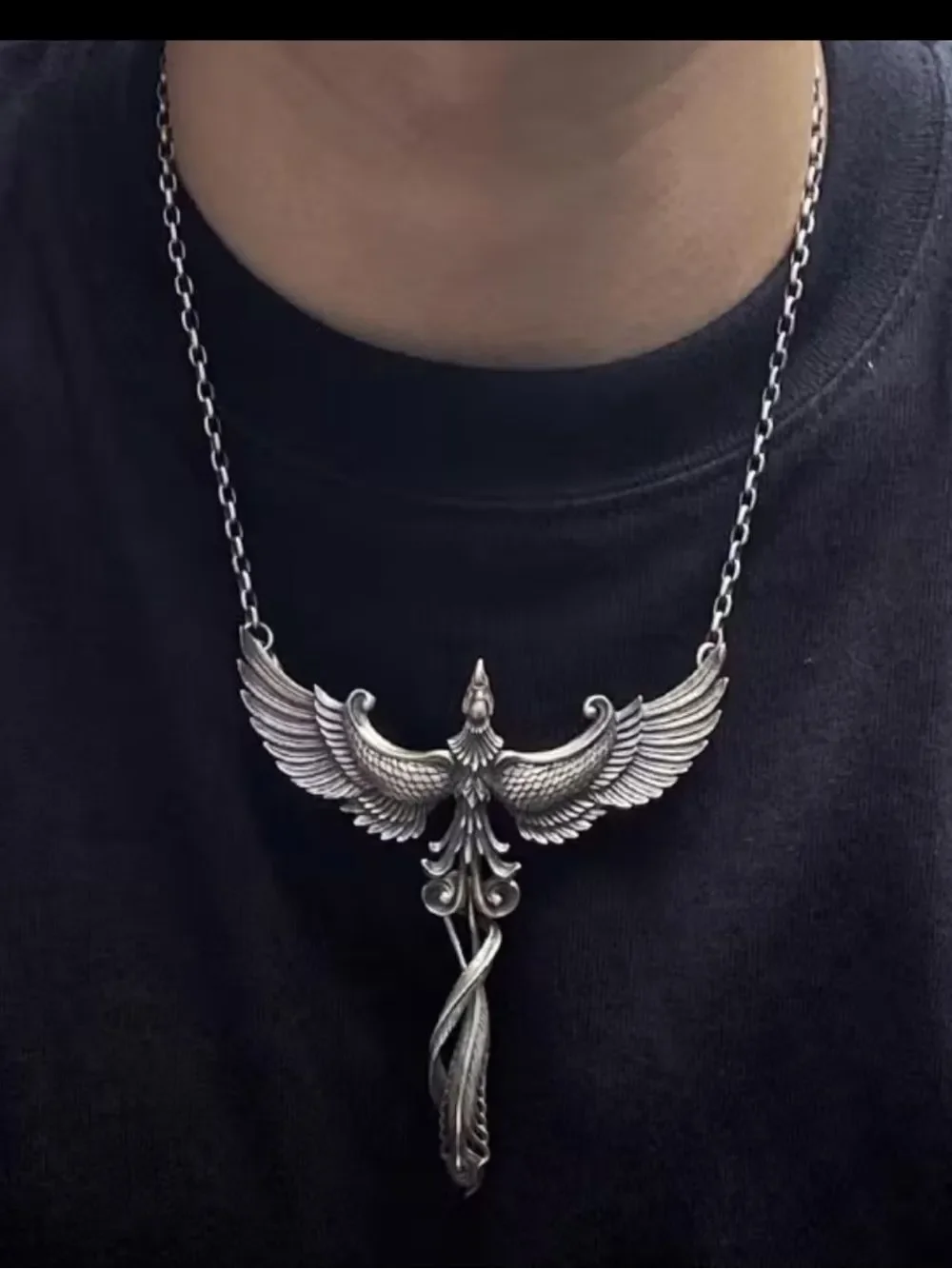 Silver Phoenix Pendant Necklace - unisex